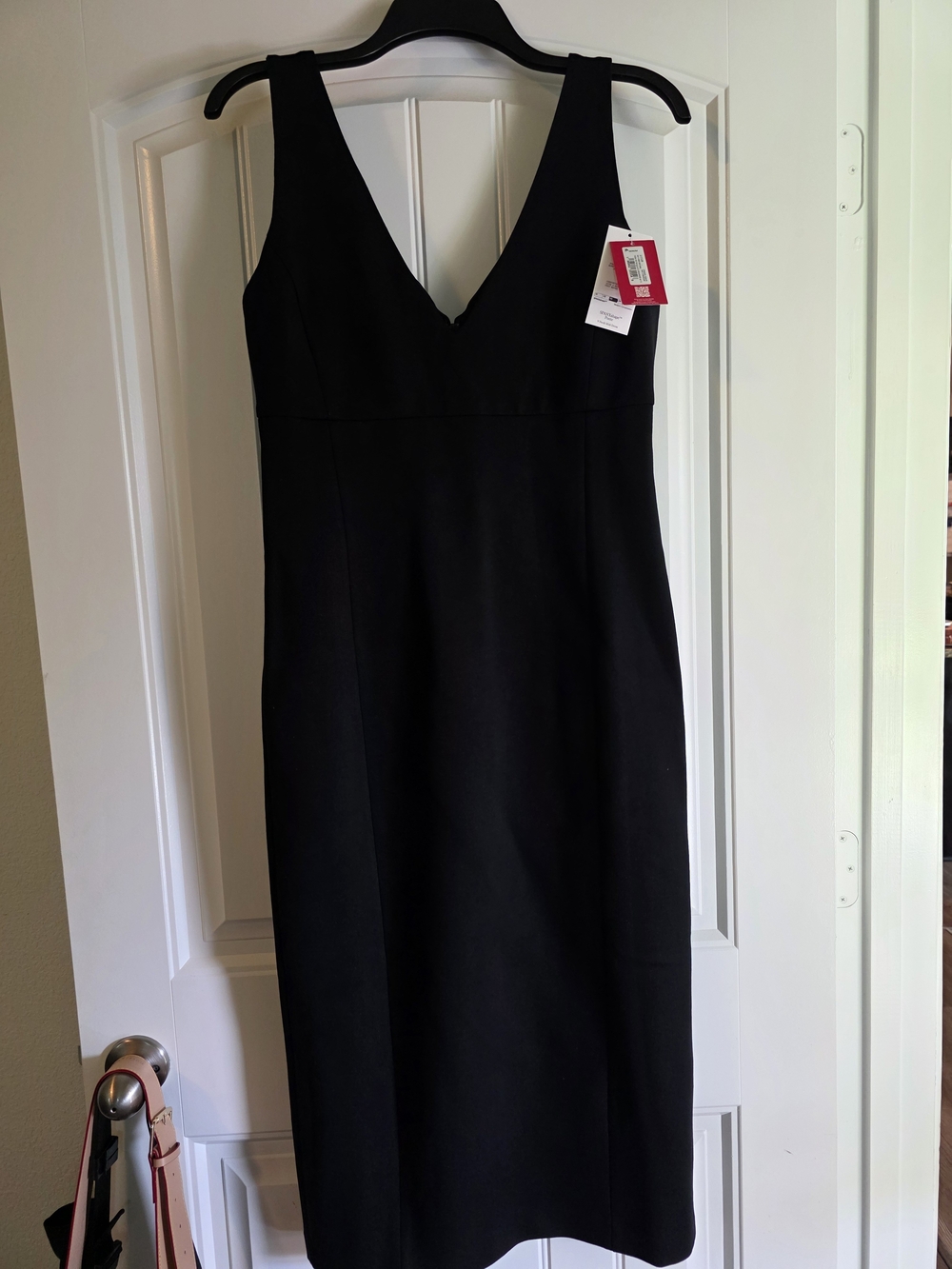 SPANX Black V-Neck Midi Sheath Dress